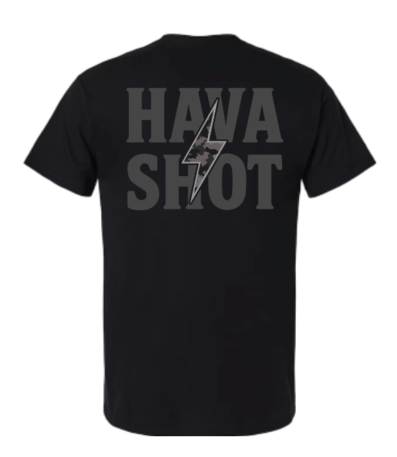 Hava Shot “Stealth Bolt” Tee – Black Camo Edition