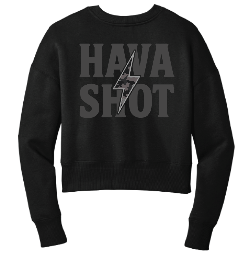 Hava Shot “Stealth Bolt” Crop Crewneck – Black Camo Edition