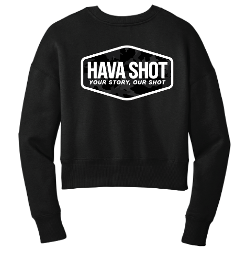 Hava Shot Signature Badge Crop Crewneck – Blackout Camo